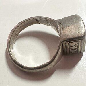 Antique Hand Forged Silver Ring Middle Eastern Tribal Size 12-14 - 10.6g
